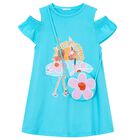 Girls Blue Ruffled Dress Set, 4, hi-res