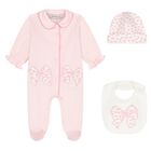 Baby Girls Ivory & Pink Floral Bow Babygrow Gift Set, 1, hi-res