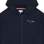 Girls Navy Blue Logo Zip Up Top, 1, hi-res