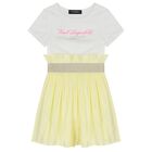Girls White & Yellow Logo Dress, 1, hi-res