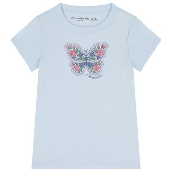Girls Blue Gliterry Butterfly T-Shirt
