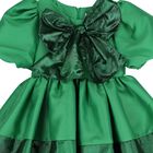 Girls Green Bow Pleated Twill Dress, 1, hi-res