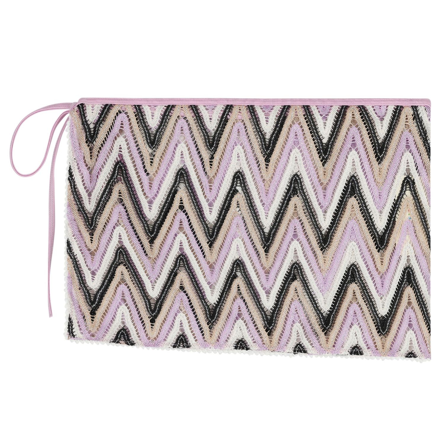 Girls Lilac, Black & Ivory Zig-Zag Crochet Beach Skirt, 1, hi-res