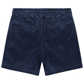 Boys Navy Blue Logo Corduroy Shorts