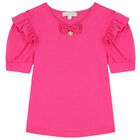Girls Pink Ruffled Top, 2, hi-res