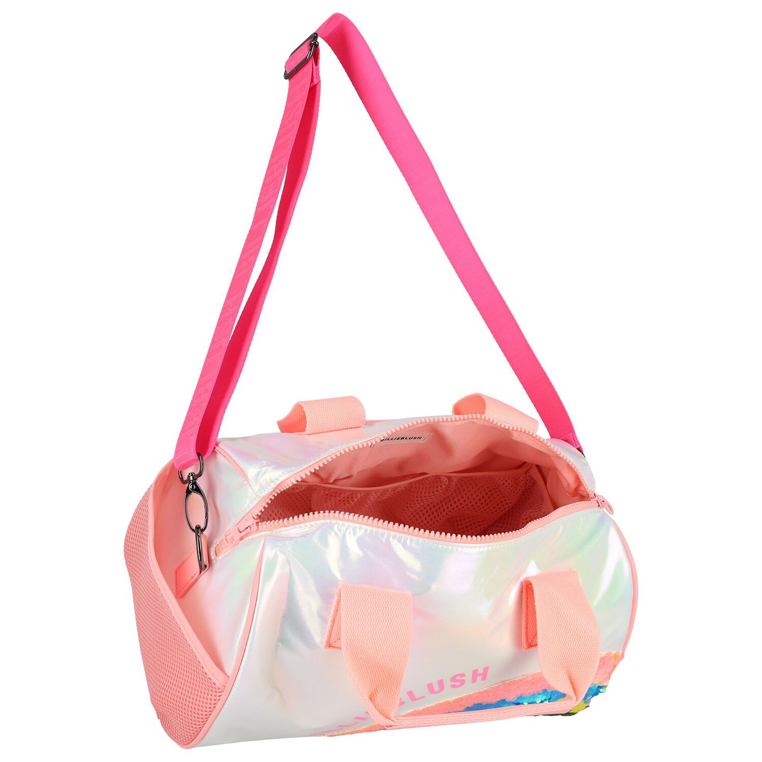 Girls Pink Iridescent Logo Bag, 1, hi-res