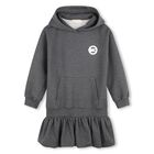 Girls Grey Logo Hooded Dress, 1, hi-res