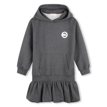 Girls Grey Logo Hooded Dress