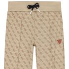 Boys Beige Logo Joggers, 1, hi-res