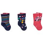 Girls Navy Blue & Pink Socks ( 3-Pack ), 1, hi-res