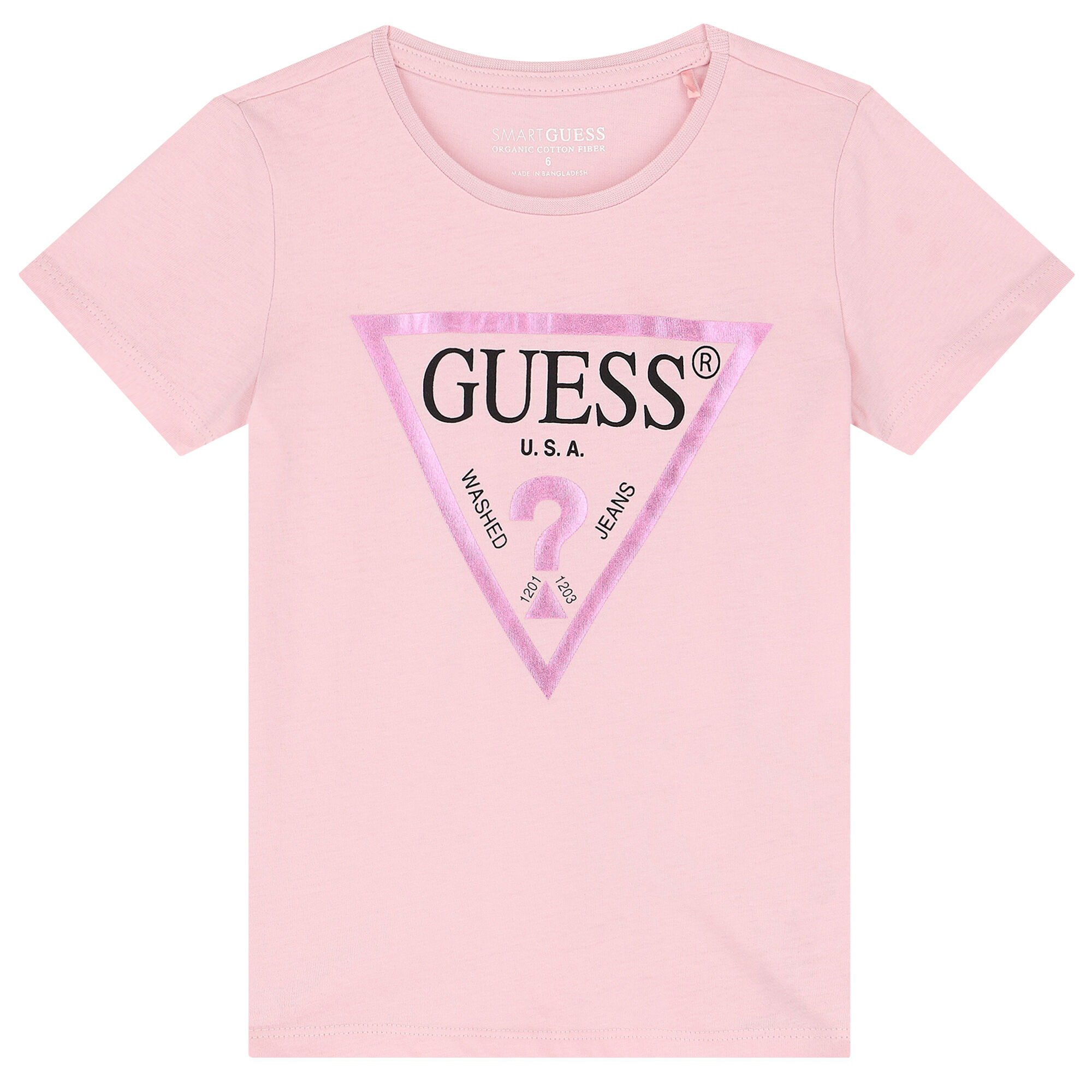 Guess Girls Pink Logo T Shirt Junior Couture UK