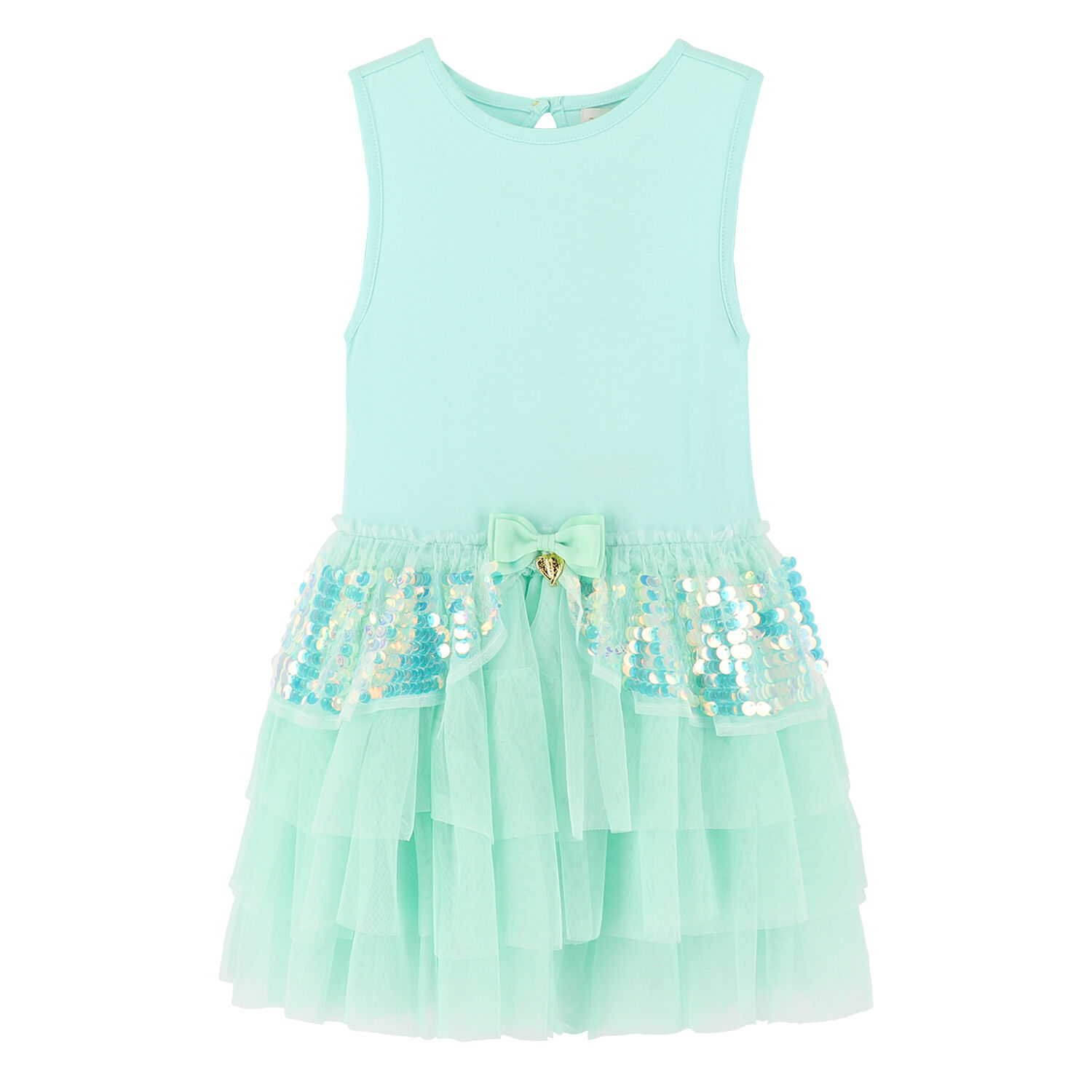 Girls Green Tulle & Sequin Dress, 2, hi-res