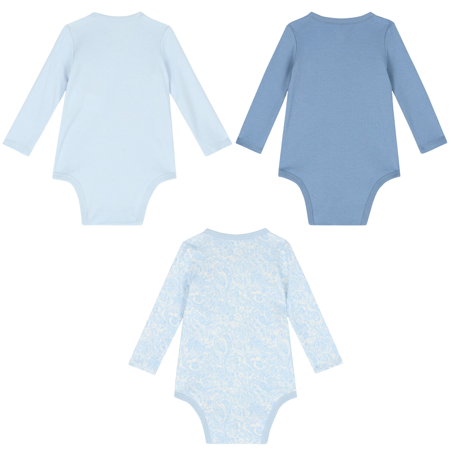Baby Boys Blue Logo Bodysuits ( 3-Pack ), 1, hi-res