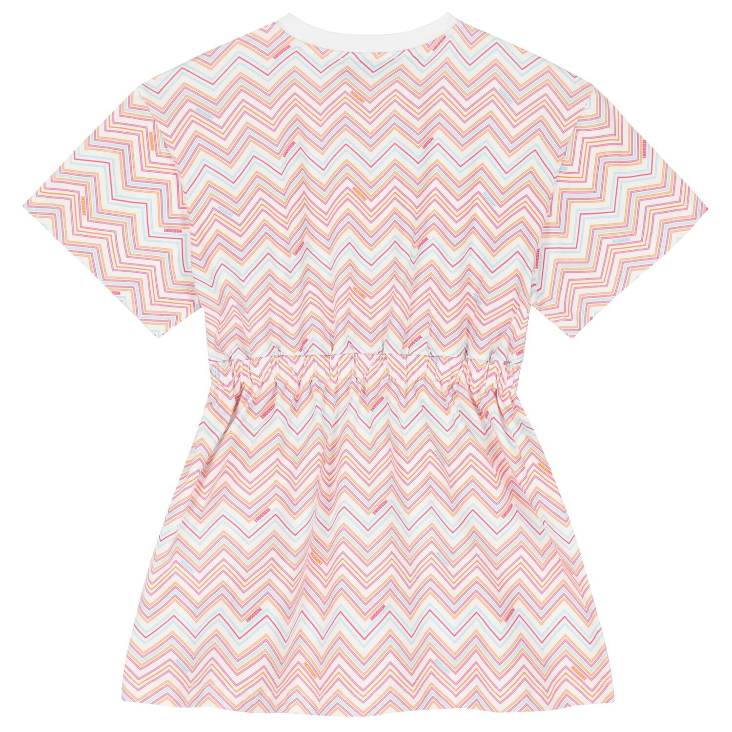 Girls White & Pink Zig zag Dress, 1, hi-res