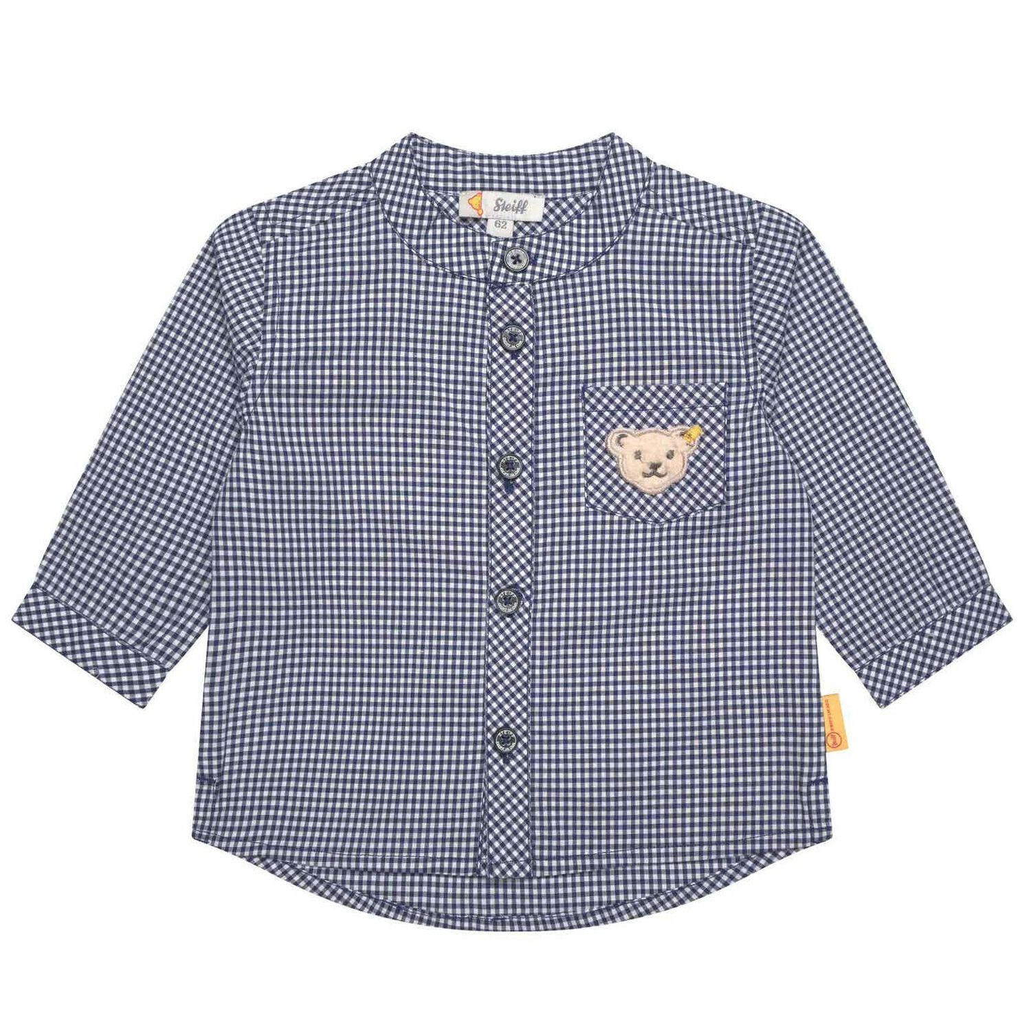 Baby Boys White & Navy Blue Teddy Shirt, 1, hi-res image number null