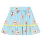 Girls Blue Floral Skirt, 1, hi-res