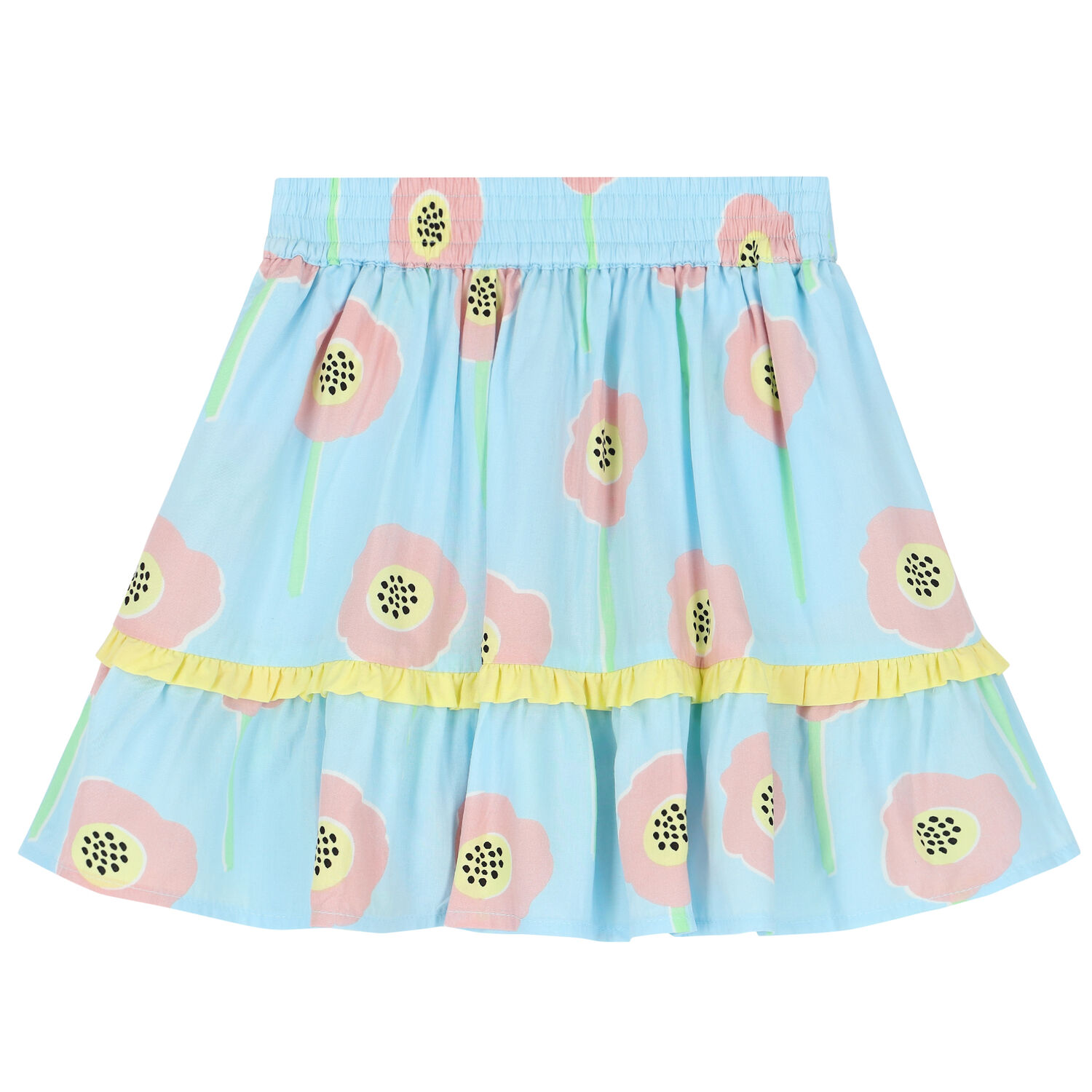 Girls Blue Floral Skirt, 1, hi-res