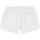 Girls White Cotton Jersey Shorts, 1, hi-res