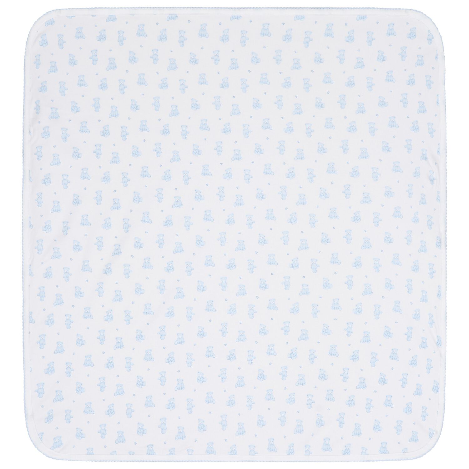 Baby Boys White & Blue Teddy Bear Time Blanket, 1, hi-res image number null