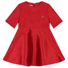 Girls Red Mikado Dress, 2, hi-res