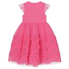 Girls Pink Bow Tulle Dress, 1, hi-res