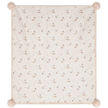 Beige & Ivory Pom Pom Baby Blanket