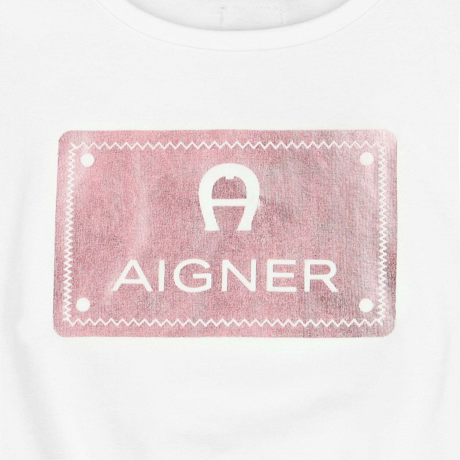 Girls White & Rose Gold Logo T-Shirt, 1, hi-res