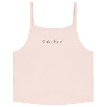 Girls Pink Jersey Strap Top