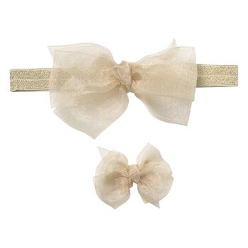 Girls Gold Bow Headband set