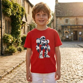 Boys Red Robot T-Shirt
