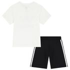 White & Black Logo Shorts Set, 1, hi-res