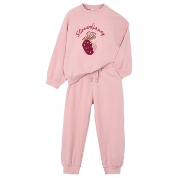 Girls Pink Strawberry Tracksuit