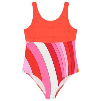 Girls Orange & Pink Iride Swimsuit