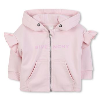 Givenchy Younger Girls Pink Logo Hooded Zip Up Top, 1 Younger Girls Pink Logo Hooded Zip Up Top