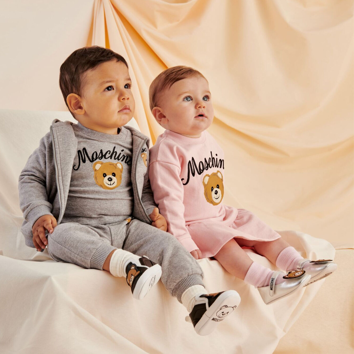 Younger Girls Pink Teddy Bear Logo Dress, 1, hi-res image number null