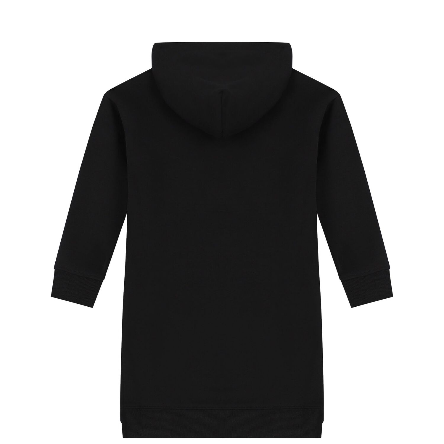 Girls Black Logo Hooded Dress, 1, hi-res