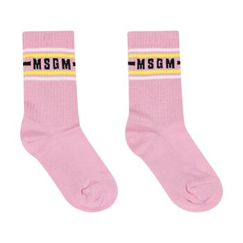 Girls Pink Logo Socks