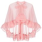 Girls Pink Chiffon Cape Dress Set, 1, hi-res