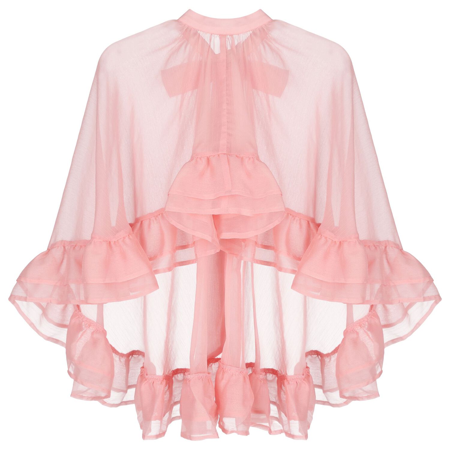 Girls Pink Chiffon Cape Dress Set, 1, hi-res image number null