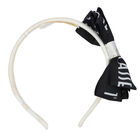 Girls Beige & Black Logo Headband, 1, hi-res