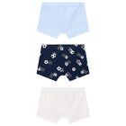 Boys White, Blue & Navy Blue Boxer Shorts ( 3-Pack ), 3, hi-res