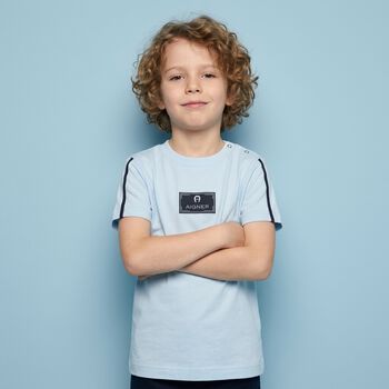 Younger Boys Blue Logo T-Shirt