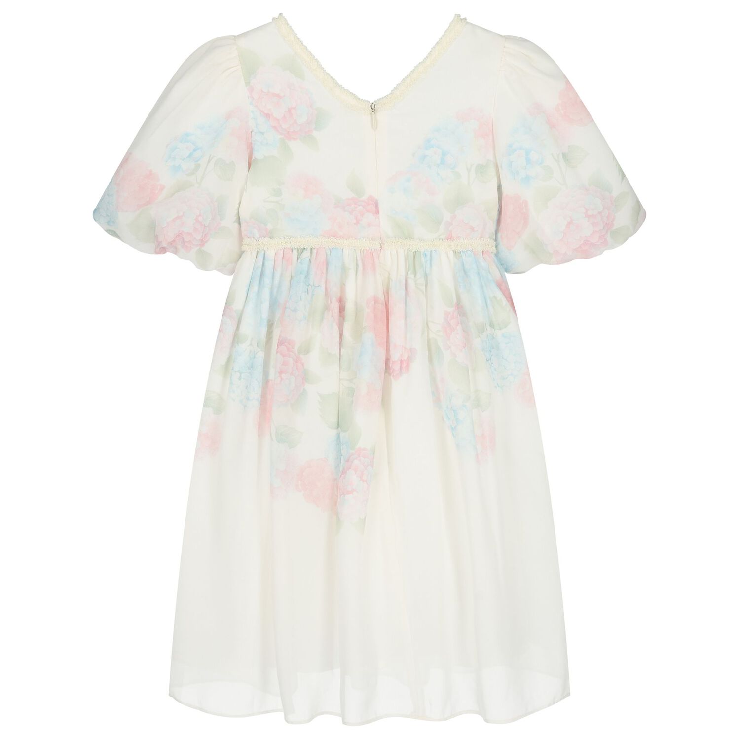 Girls Pink Floral Chiffon Dress, 1, hi-res