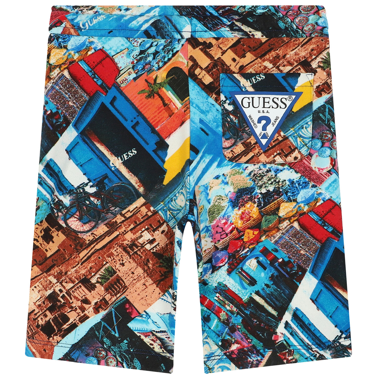 Boys Blue Logo Shorts, 1, hi-res