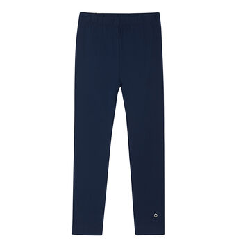 Girls Navy Logo Leggings
