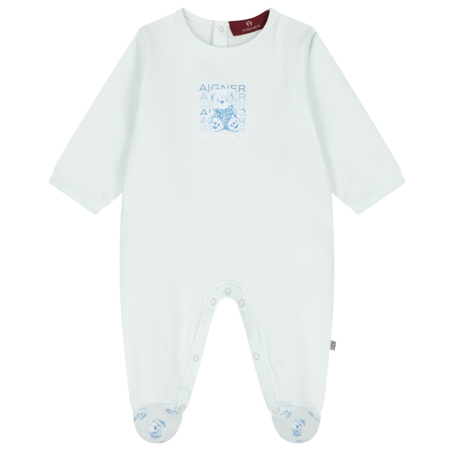 Baby Boys Blue Teddy Bear Logo Babygrow, 2, hi-res