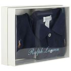Boys Navy Blue Logo Babysuit Gift Set, 1, hi-res