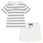 Baby Boys White Logo Shorts Set, 1, hi-res