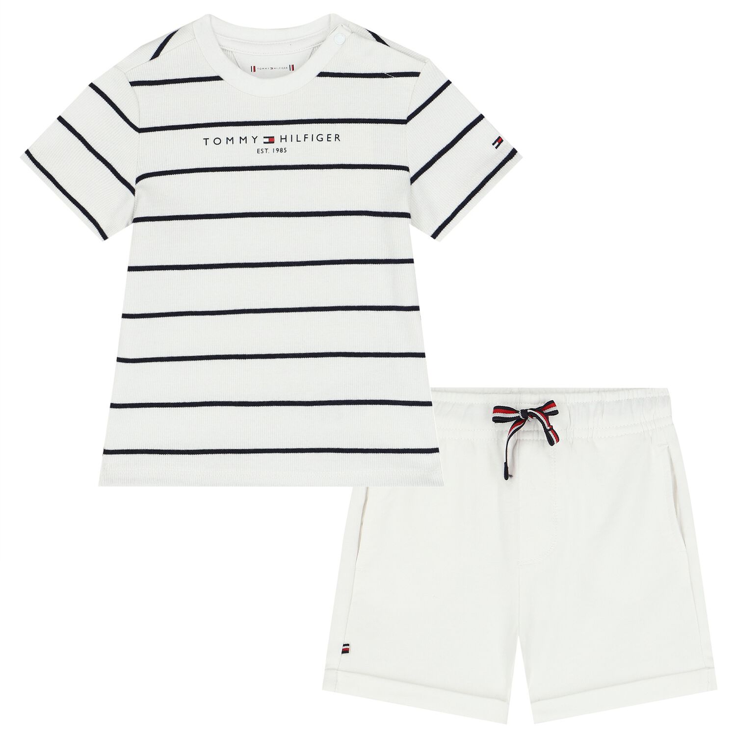 Baby Boys White Logo Shorts Set, 1, hi-res image number null