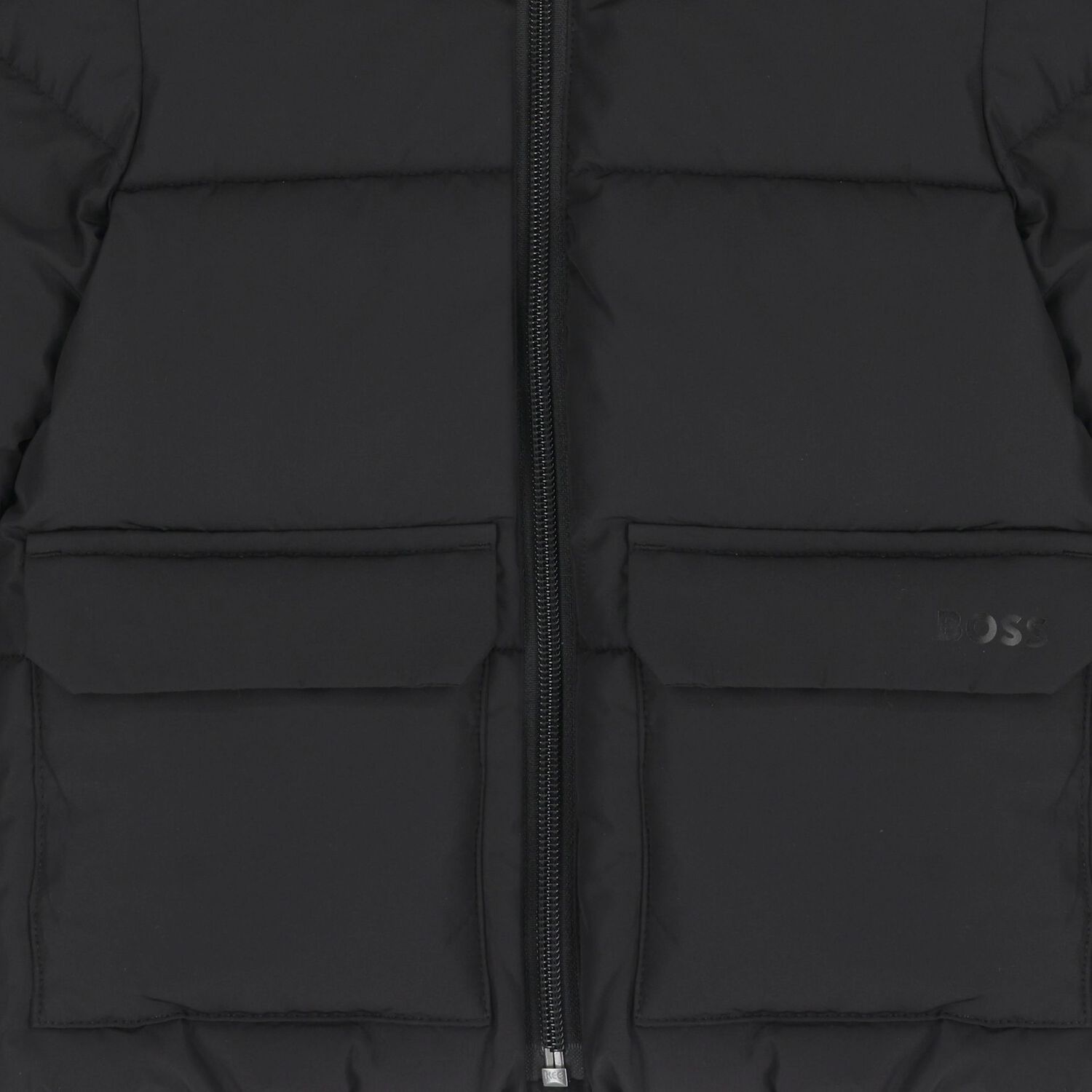 Younger Boys Black Logo Puffer Jacket, 1, hi-res